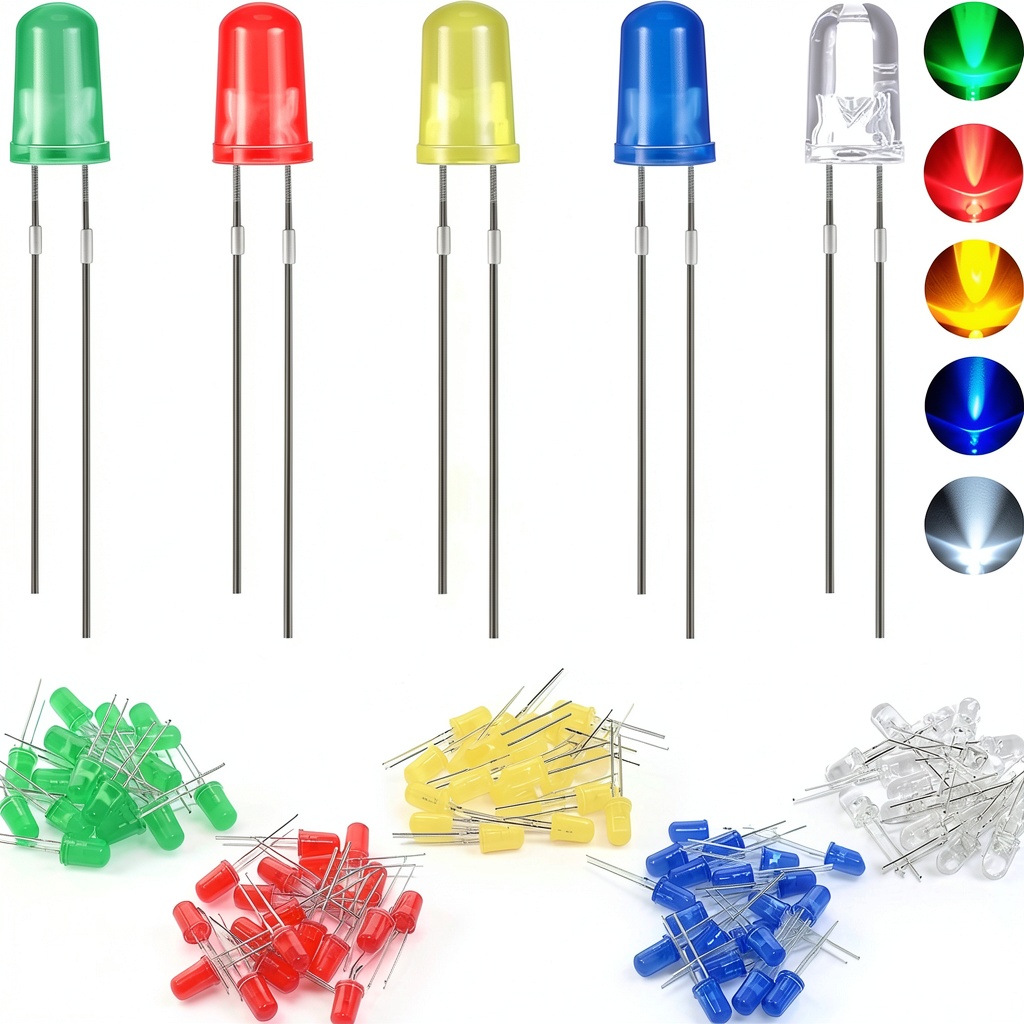 Installing DAOKAI 5mm multicolor LED diodes on a breadboard in a workshop