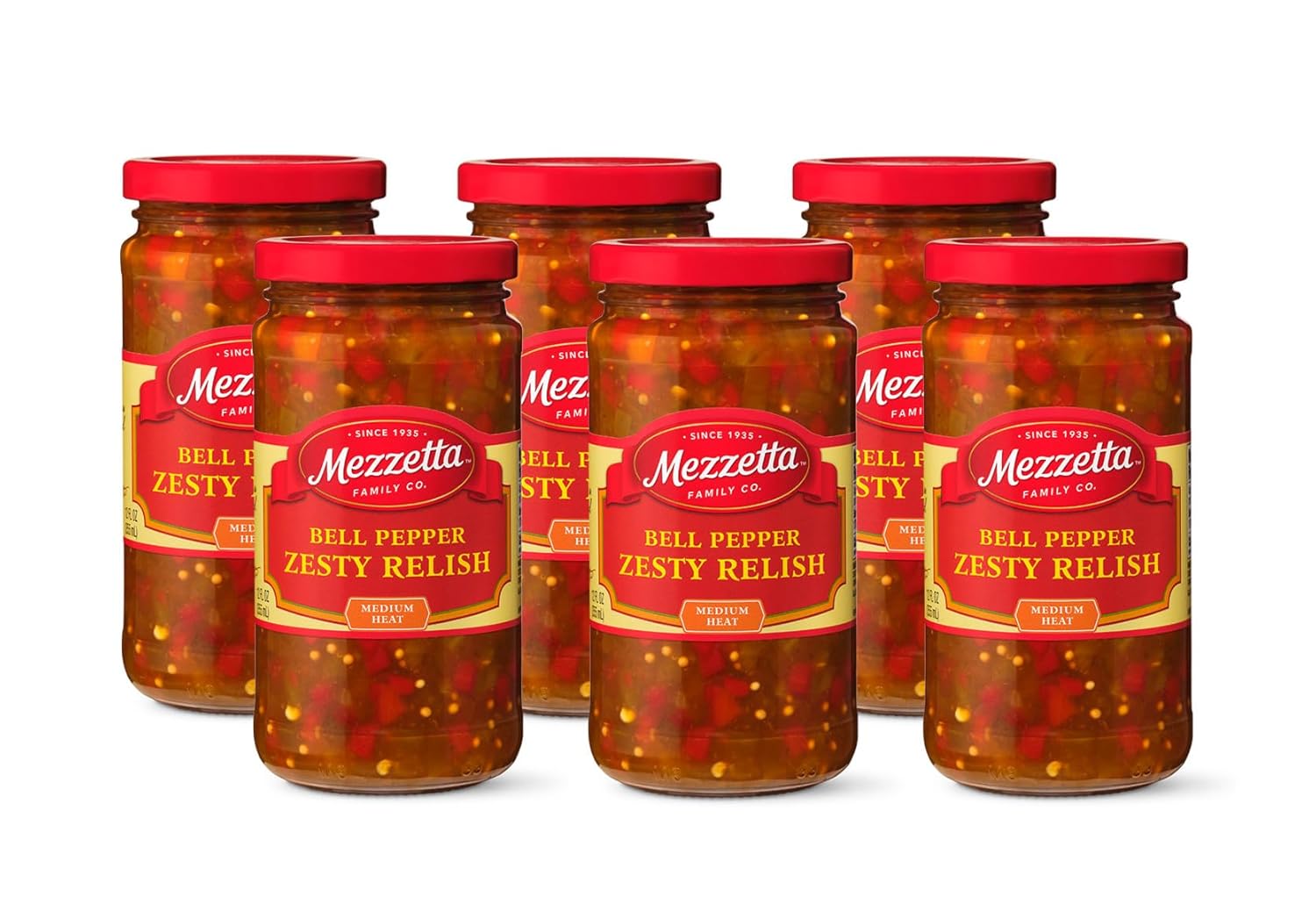 Mezzetta Zesty Relish jar on a picnic table
