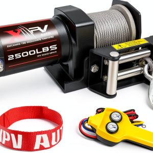 XPV AUTO 2500lb Steel Cable Winch Black-0
